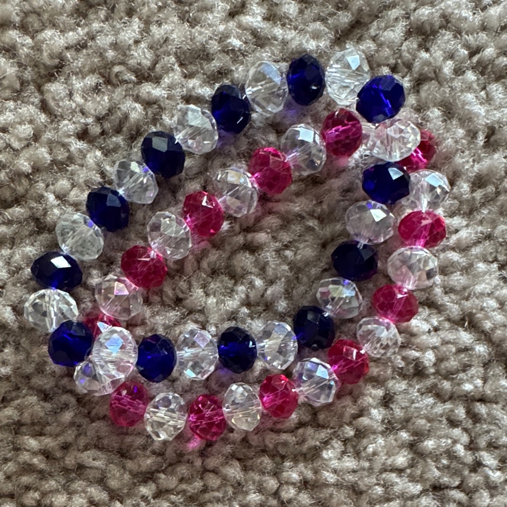 Elegant Pink and Blue Beaded Bracelet